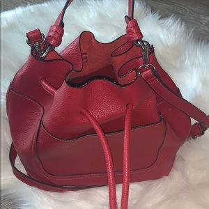 Zara Red Bucket Purse W Crossbody Shoulder Strap
